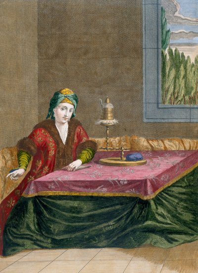 トルコの女性の紡績糸、1708年頃 作： French School
