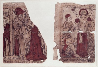 聖レジーナの殉教の2つのシーン（dc286）（木版画） 作： French School