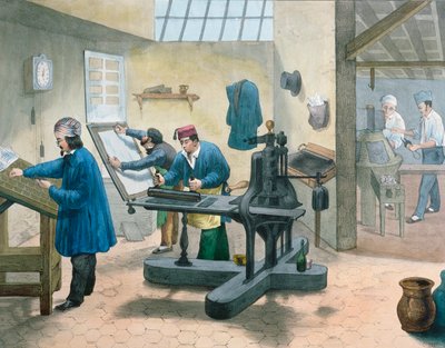 タイプセッターとコンポジター、c.1860 作： French School