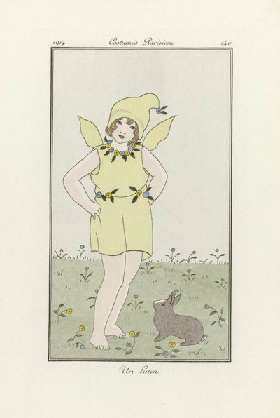 1914年『Costumes Parisien』より「Un Lutin」（カラーリトグラフ） 作： French School