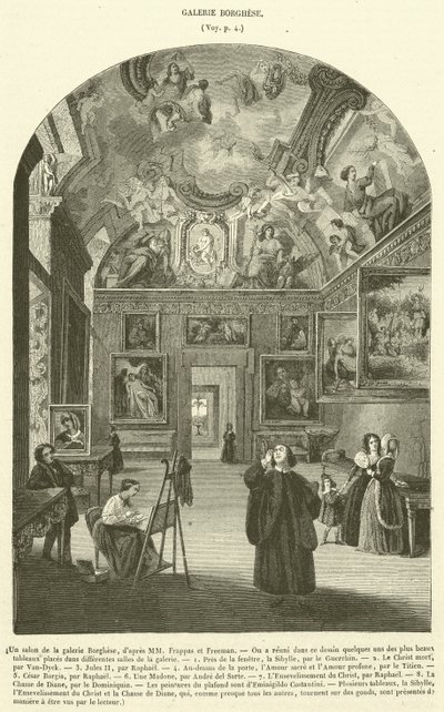 ボルゲーゼ美術館のサロン（版画 作： French School