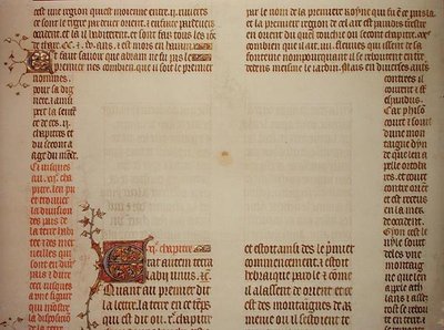 1355年頃の「ジャン・ド・シーの聖書」の未完のページ（ベラム製） 作： French School