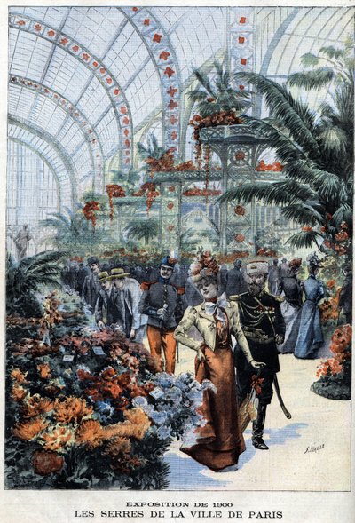 1900年のパリ万国博覧会：園芸館の温室 - 「Le Petit Parisien」にて 作： French School