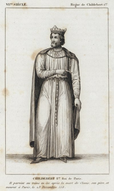 VI Siecle, Regne de Childebert Ier, Roi de Paris (e.g. engraving) 作： French School