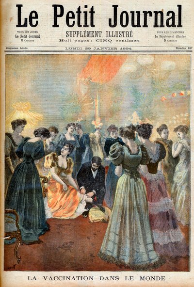 天然痘流行時の夜のレセプションでのワクチン接種（1894年1月29日付「Le Petit Journal」より 作： French School