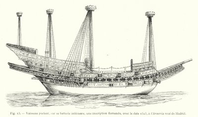 下部バッテリーにフランドル語で1523年の日付が刻まれた、マドリッドのアルメリア・レアルのための容器（エングレービング 作： French School