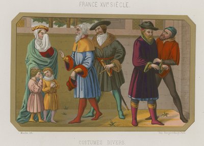 16世紀のフランスのさまざまなファッション 作： French School