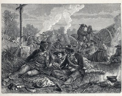 ヴァンデ戦争（1793年～1796年）：ヴァンデのインシュルグの野営。 作： French School