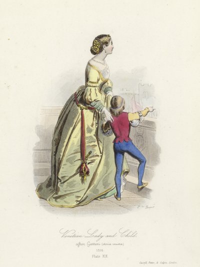 ベネチアの女性と子供 作： French School