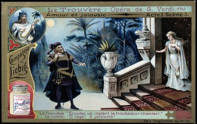 ヴェルディ「トゥルヴェール」：第1幕 Sc.3 - リービッヒ・クロモリトグラフィー, v.1900 作： French School