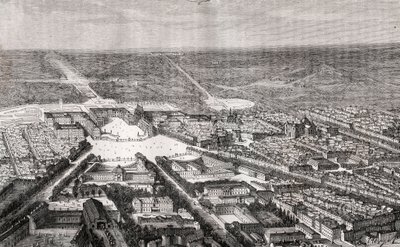 19世紀の城付きヴェルサイユ - V.A.マルト・ブラウン著「La France illustree: Geography, History, statistical administration」に掲載された彫刻。1884 作： French School