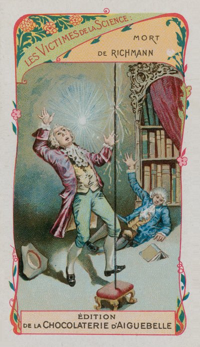 科学の犠牲者：ドイツの物理学者、ゲオルク・ヴィルヘルム・リッチマンの死（1711-1753） 作： French School