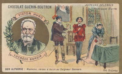 ヴィクトル・ユーゴー（1802-1885）、フランスの詩人、劇作家、作家、小説家、「リュクレス・ボルジア」の作者、演劇（1833） 作： French School