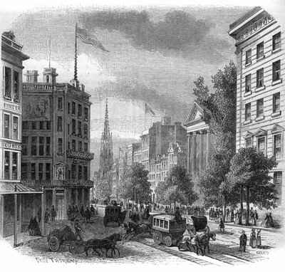 ニューヨークのボアドウェイの眺め。1862年から1863年に描かれたもの。 作： French School