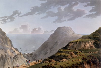 ジェームズタウンの景色とロングウッドへの道、1821年頃 作： French School