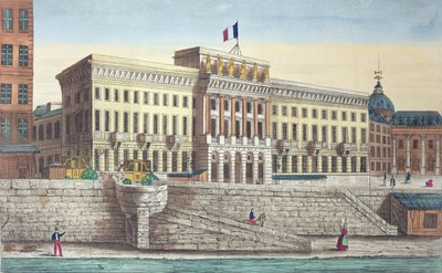 パリのポンヌフからのLホテルデモネのビュー（カラー彫刻） 作： French School