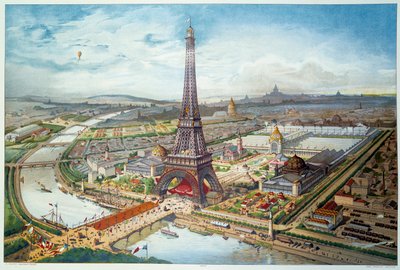 1889 年のパリ万国博覧会の様子。 1889 年の彫刻。パリ、装飾芸術 作： French School