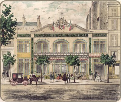 グランドカフェデュXIXeme Siecleの眺め、パリ、1857 作： French School