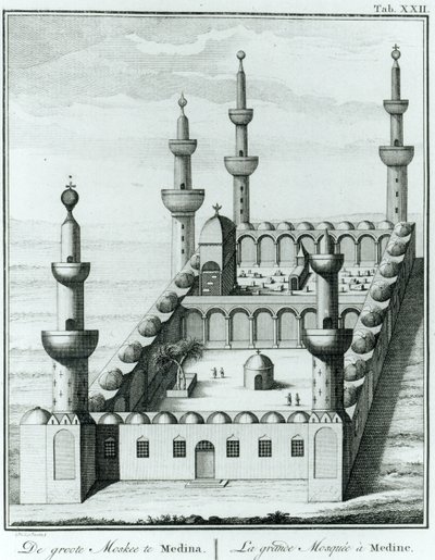 カルステンニーバー（1733-1815）による1974年に発表されたアラビエ描写からの、ワハビ派による墓の冒涜の前のメディナのグレートモスクの眺め 作： French School