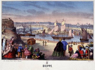 ディエップ港の眺め、エピナルのイメージ、n.d. 19世紀 作： French School