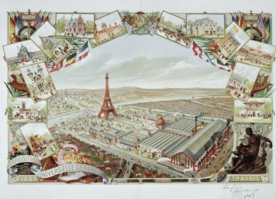 万国博覧会の各パビリオンとエッフェル塔の眺め 作： French School