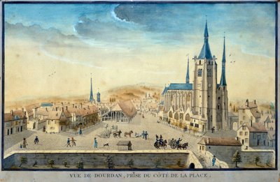 囚人によるドゥーダンの街の眺め 19世紀フランスの学校の水彩画 イル・ド・フランス美術館、ショー 作： French School