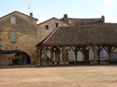 村の屋根付き市場の眺め 作： French School