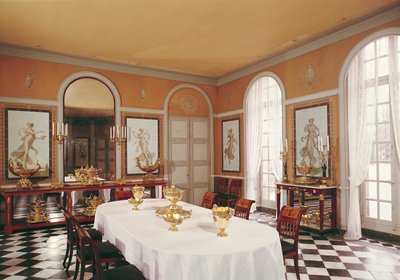 ルイラフィットによるポンペイ様式のフレスコ画のあるダイニングルームの眺め（1770〜1828年） 作： French School