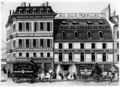 ボンマルシェストアの外観、ルーヴルセーヴル、パリ、1869年 作： French School