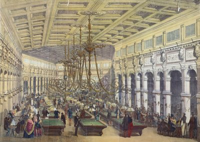 1855年にティボーによって彫刻された、パリのグランカフェパリジャンの内部の眺め 作： French School