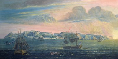 セントヘレナ島の景色、1820年頃（紙とトイレ、ガッシュ）（182638も参照） 作： French School