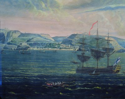 セントヘレナ島の景色、1820年頃（紙とトイレとガッシュ）（182640も参照） 作： French School