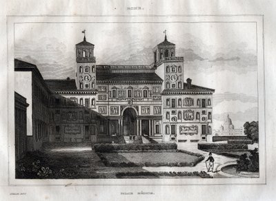 Villa Medici Rome - Villa Medicis - M. de Norvins, Ch. Nodier 1834-1836による "Picturesque Italy" - History and Descriptive Painting of Italyからのエングレーヴィング。 作： French School