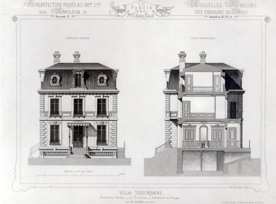 Villa Suburbaine、Premier Chasse and St.クラウド、Architecture Privee au C19th、 作： French School
