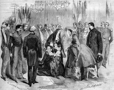 ナポレオン3世(1808-1873)とウジェニー王女(1826-1920)のショーニへの訪問(Aisne, 02) 作： French School
