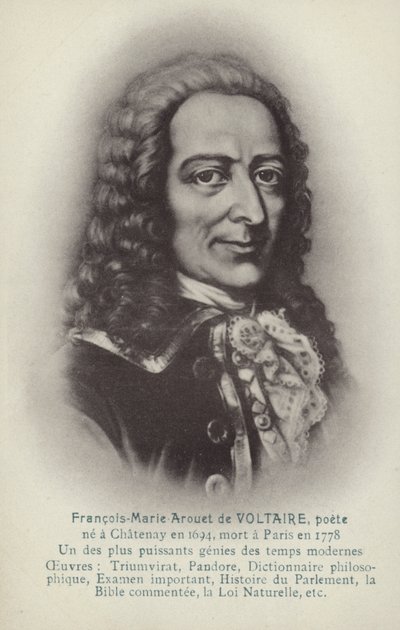 ヴォルテール（1694-1778）フランスの作家、哲学者、劇作家（リトグラフ） 作： French School