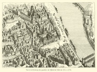 1765年から1778年までの市庁舎地区の鳥瞰図 作： French School