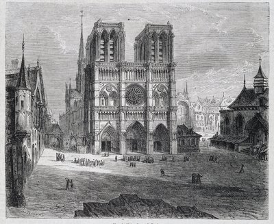パリのノートルダム寺院の眺め - H. Gourdon de Genouillac, ed. F. Roy, Parisの「Paris a travers les siecles」の中で。 作： French School