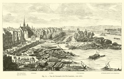 アーセナルとルーヴィエ島の眺め、1670年頃 作： French School