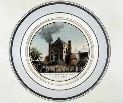 Vue de la Pompe a Feu prise de la cour - Sergeantの "Picturesque views of main buildings of paris "のリトグラフ。 作： French School