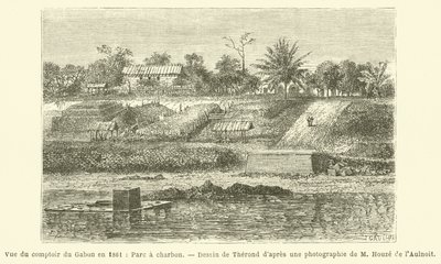 1861年のガボン商館、コール・パークの風景（エングレービング 作： French School