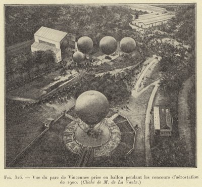 1900年のエアロステーション競技会で気球から撮影されたヴァンセンヌ公園の風景 作： French School