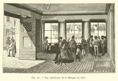 1855年の死体安置所の内部ビュー 作： French School