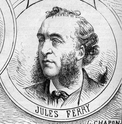 1870年の戦争-国防政府：1870年の臨時政府のメンバー、ジュール・フェリー（1832-1893）の肖像。10月22日付「Le Monde Illustré」706号に掲載された図版 作： French School