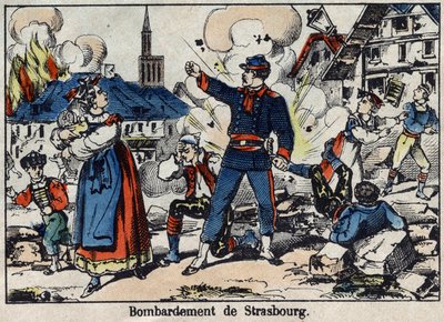 1870年、フランスとプロイセンの戦争。ストラスブールの包囲と爆撃 作： French School