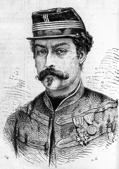 1870年の戦争：レオン・フランケッティ（1834-1870）の肖像。1870年12月17日付「Le Monde Illustré」714号に掲載されたエングレーヴィング。 作： French School