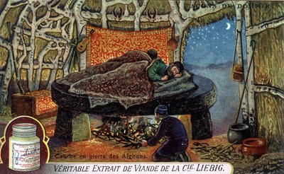 眠るための方法。Afghans stone layer.リービッヒ・パッケージング・クロモリソグラフィー。 作： French School