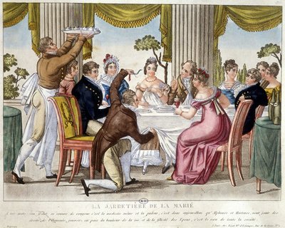 結婚式の食事、ガーターの儀式 - 1812年頃 作： French School