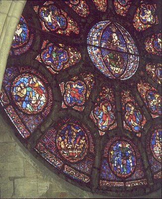 西のバラ窓、最後の審判の詳細、1225年頃（ステンドグラス 作： French School
