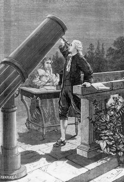 ウィリアムハーシェル（1738-1822）が惑星天王星を発見 作： French School